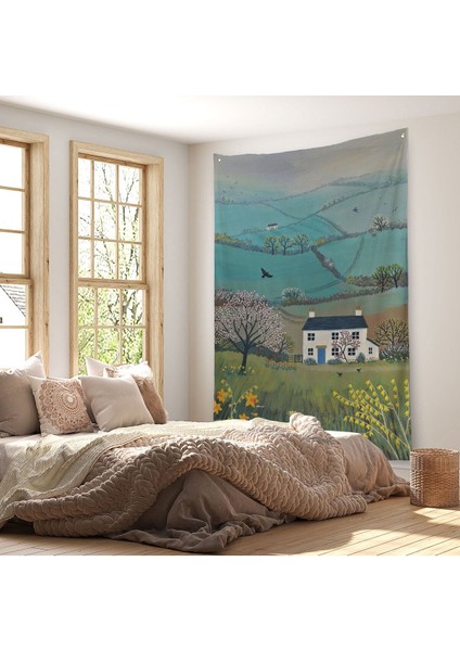 Ingiliz Köy Evi Manzarası Duvar Örtüsü - HALISI-6023