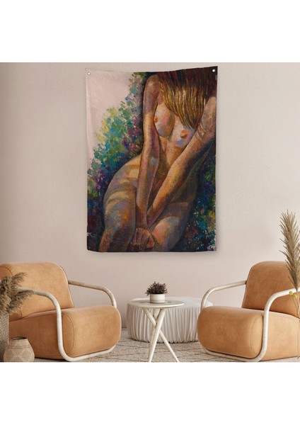 Çıplak Kız Yağlıboya Güzellik Sanatı Banyo Duvar Örtüsü - HALISI-5252