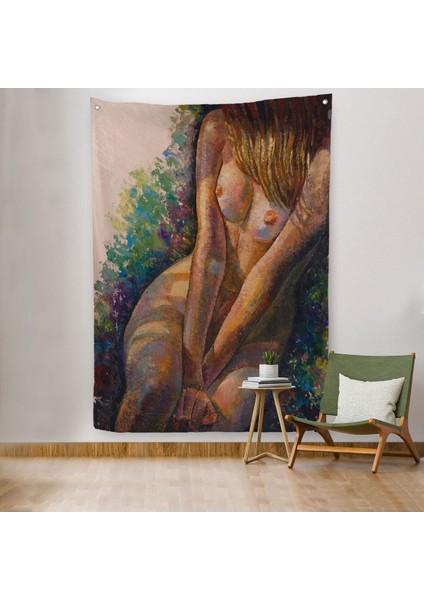 Çıplak Kız Yağlıboya Güzellik Sanatı Banyo Duvar Örtüsü - HALISI-5252