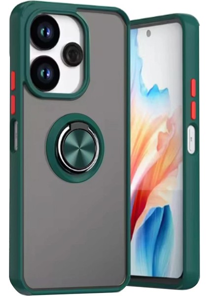 Xiaomi Redmi 13 4g Kılıf Montreal Yüzüklü Silikon Kapak - Yeşil Nrmsa