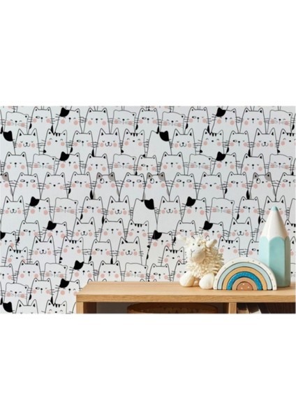 Db Sevimli Renkli Kediler Desenli Duvar KAĞIDI-5745 modelleri