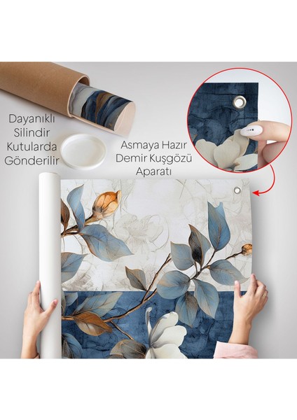 Mavi ve Beyaz Çiçekler Duvar ÖRTÜSÜ-7886 indirimleri