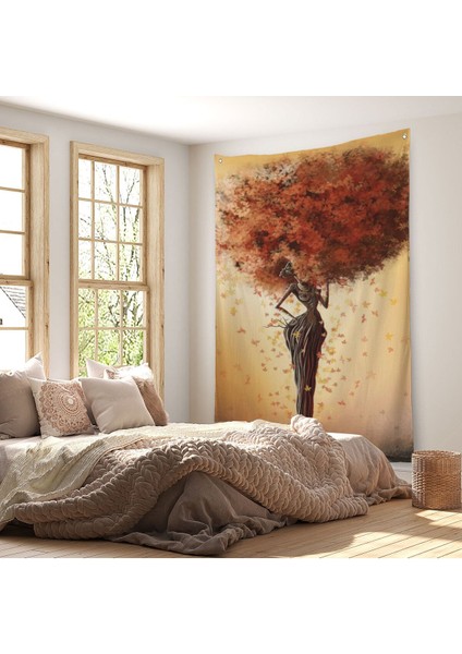 Yaprak Saçlı Afrikalı Ağaç Kadın Duvar Örtüsü - HALISI-6313