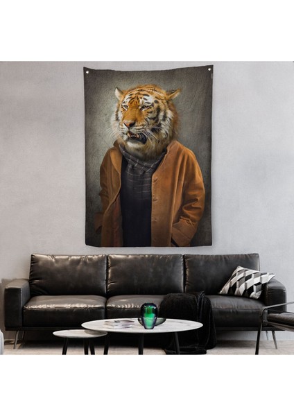 Kaplan Adam Dekoratif Duvar Örtüsü - HALISI-5938