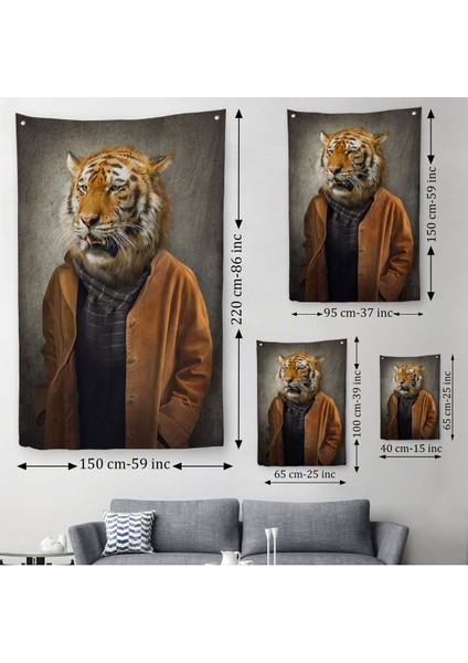 Kaplan Adam Dekoratif Duvar Örtüsü - HALISI-5938 modelleri