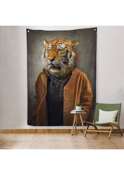 Kaplan Adam Dekoratif Duvar Örtüsü - HALISI-5938