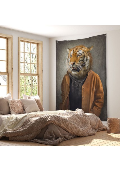 Kaplan Adam Dekoratif Duvar Örtüsü - HALISI-5938