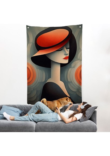 Vintage Güzel Kadın Duvar ÖRTÜSÜ-7543