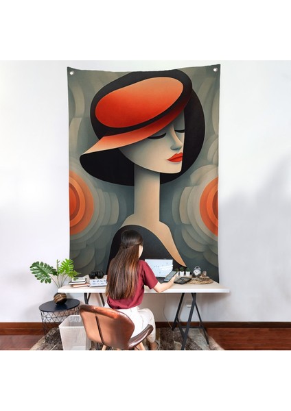 Vintage Güzel Kadın Duvar ÖRTÜSÜ-7543