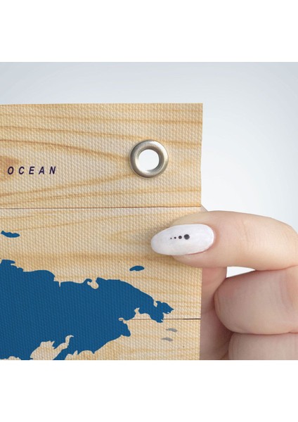 Ahşap Görünümlü Eğitici Detaylı Atlası Dekoratif Dünya Haritası Duvar Örtüsü-Halısı 3856 fırsatları