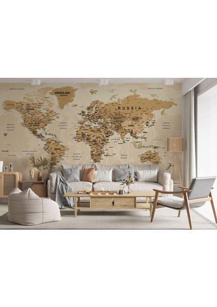 Dünya Haritası Duvar Kağıdı Detaylı Ülke ve Başkentli İNGILIZCE-2545