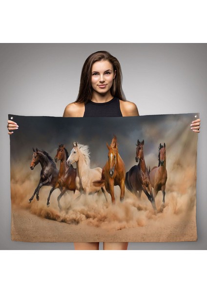 Koşan Atlar Dekoratif Kanvas Duvar Örtüsü-Halısı 1126 fiyatları