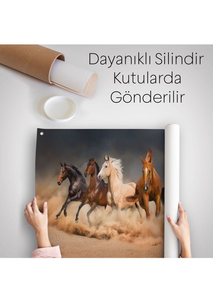Koşan Atlar Dekoratif Kanvas Duvar Örtüsü-Halısı 1126 indirimleri