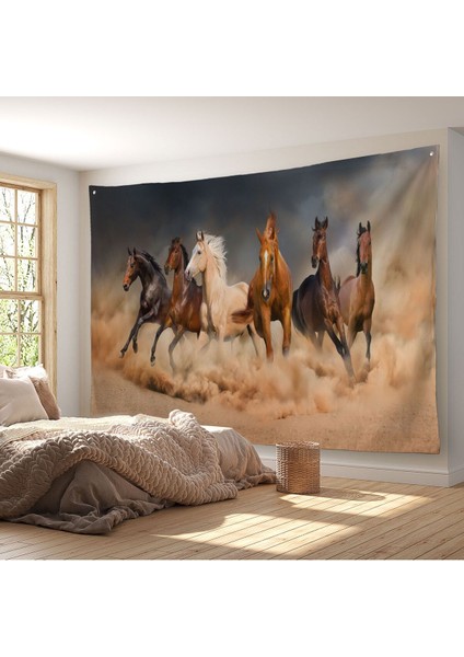 Koşan Atlar Dekoratif Kanvas Duvar Örtüsü-Halısı 1126