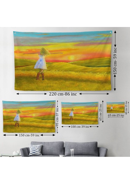 Elbiseli Kız ve Yaz Manzarası Duvar ÖRTÜSÜ-HALISI-6569 modelleri