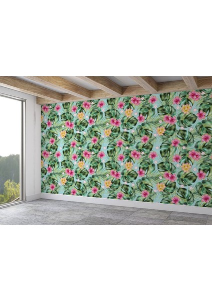 Yb Tropikal Çiçekli Ağaç Yaprakları Duvar KAĞIDI-5567 fiyatları