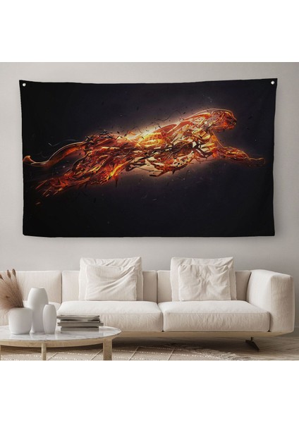 Renkli Koşan Çita Duvar Örtüsü Halısı Hayvan Duvar Sanatı Büyük Duvar Örtüsü Halısı 5380