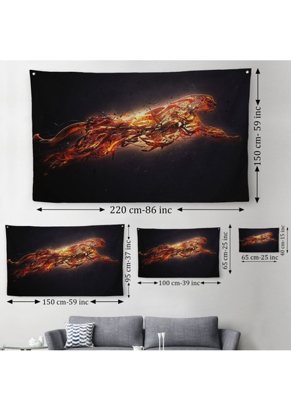 Renkli Koşan Çita Duvar Örtüsü Halısı Hayvan Duvar Sanatı Büyük Duvar Örtüsü Halısı 5380 modelleri