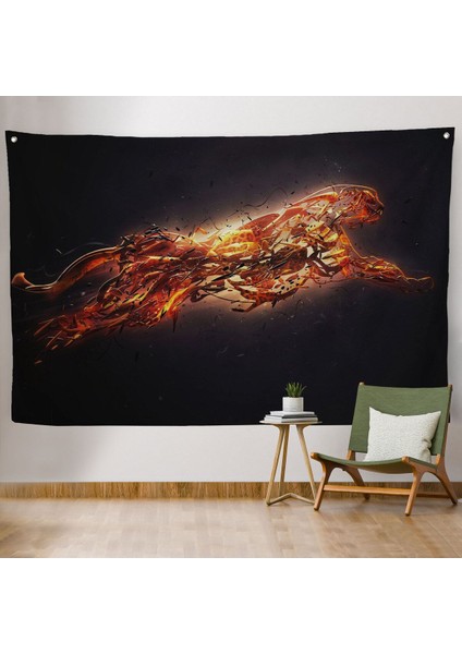 Renkli Koşan Çita Duvar Örtüsü Halısı Hayvan Duvar Sanatı Büyük Duvar Örtüsü Halısı 5380