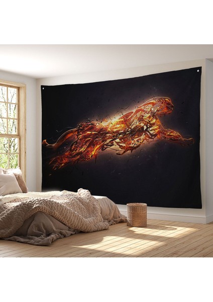 Renkli Koşan Çita Duvar Örtüsü Halısı Hayvan Duvar Sanatı Büyük Duvar Örtüsü Halısı 5380
