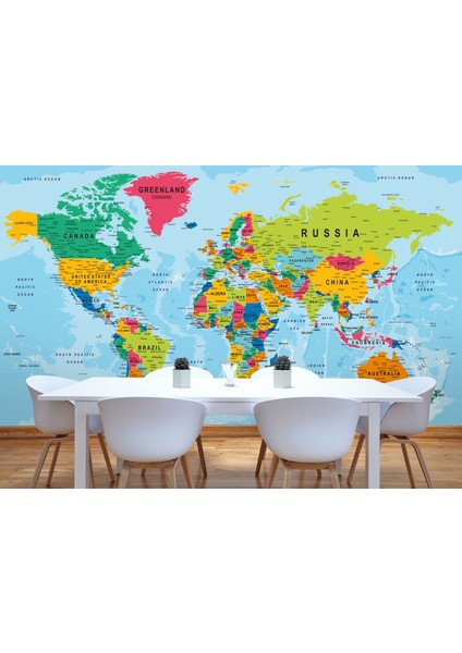 Renkli Dünya Haritası Duvar Kağıdı Detaylı Ülke ve Başkentli İNGILIZCE-2173 fırsatları