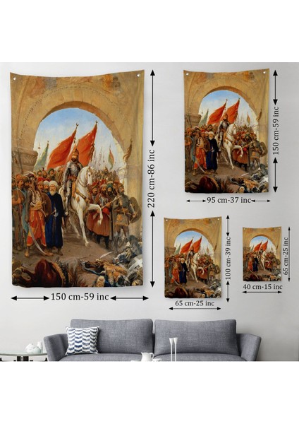 Fatih Sultan Mehmet Istanbul'a Girişi Duvar Örtüsü-Halısı - Fausto Zonaro -6439 modelleri