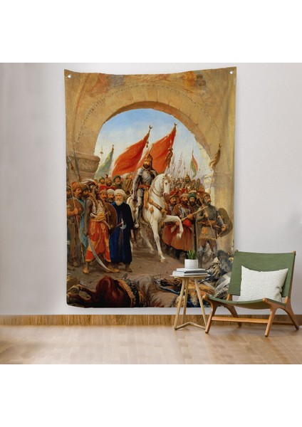 Fatih Sultan Mehmet Istanbul'a Girişi Duvar Örtüsü-Halısı - Fausto Zonaro -6439