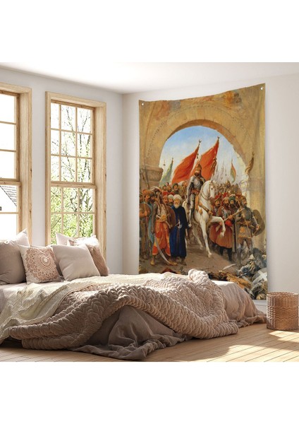Fatih Sultan Mehmet Istanbul'a Girişi Duvar Örtüsü-Halısı - Fausto Zonaro -6439