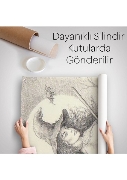 Şabat'a Cadı Uçuşu, Vintage Cadılar Bayramı, Wiccan Tuhaflıkları Duvar Örtüsü - HALISI-5284 indirimleri