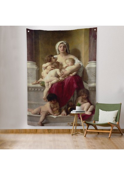 Yetiştirme Yurdundaki Kadın ve Çocuklar Duvar Örtüsü - Halısı William-Adolphe BOUGUEREAU-6147