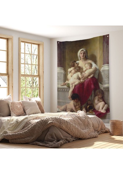 Yetiştirme Yurdundaki Kadın ve Çocuklar Duvar Örtüsü - Halısı William-Adolphe BOUGUEREAU-6147