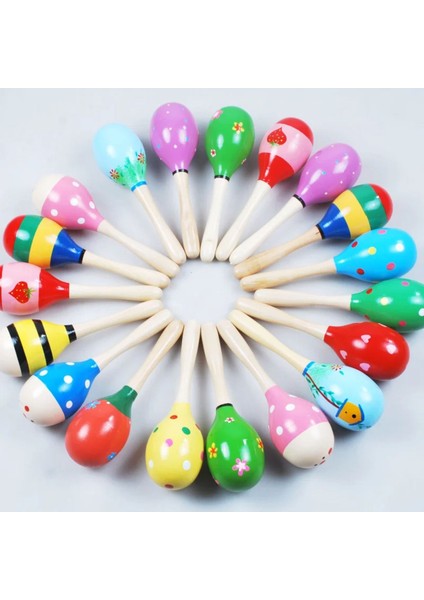 2 Adet Tamamen Ahşap Renkli Marakas Seti Çocuk Oyuncak Çıngırak fiyatları