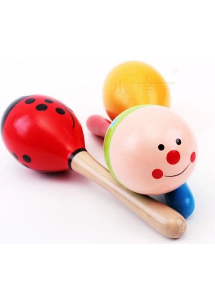 2 Adet Tamamen Ahşap Renkli Marakas Seti Çocuk Oyuncak Çıngırak modelleri