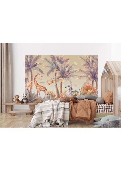 Sevimli Hayvanlar Desenli Duvar Kağıdı Kreş Okul POSTERI-5640