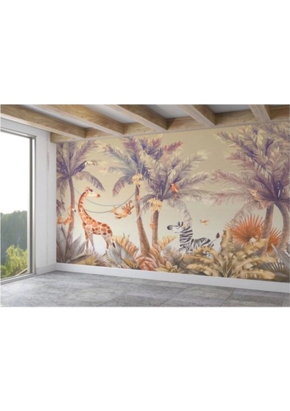 Sevimli Hayvanlar Desenli Duvar Kağıdı Kreş Okul POSTERI-5640 fiyatları