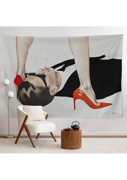 Uzun Bacaklı Kadının Altındaki Adam Duvar ÖRTÜSÜ-7199