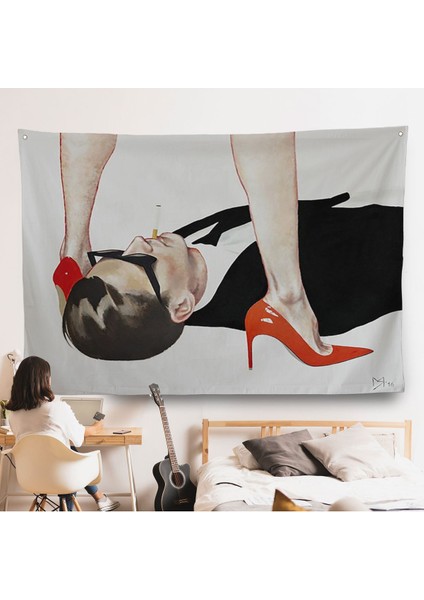 Uzun Bacaklı Kadının Altındaki Adam Duvar ÖRTÜSÜ-7199