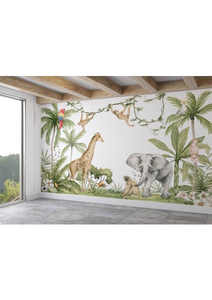 Sevimli Hayvanlar Desenli Duvar Kağıdı Kreş Okul POSTERI-5637 fiyatları