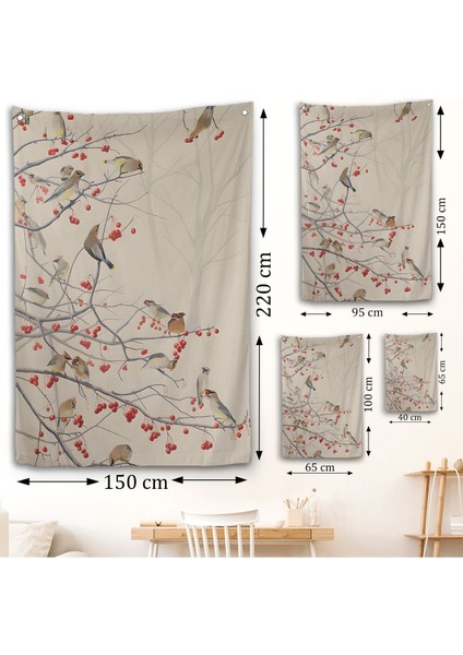 Kuşburnu Ağacındaki Kuşlar Duvar ÖRTÜSÜ-8042 fırsatları
