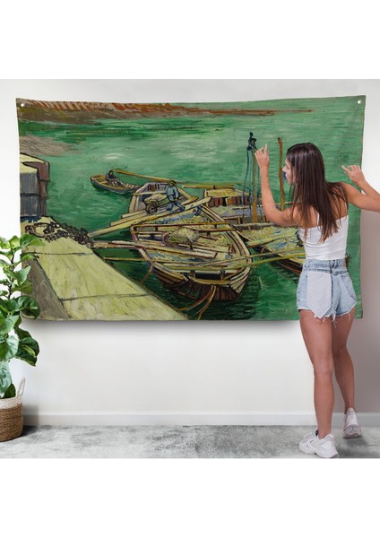 Vincent Van Gogh - Kum Mavnalarını Boşaltan Adamlarla Rıhtım Duvar ÖRTÜSÜ-7185 modelleri