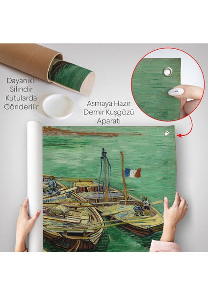 Vincent Van Gogh - Kum Mavnalarını Boşaltan Adamlarla Rıhtım Duvar ÖRTÜSÜ-7185 indirimleri