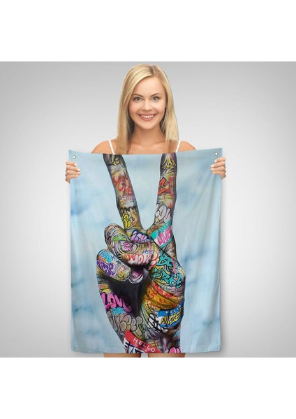 Graffiti Zafer Işareti Bansky Duvar Örtüsü Halısı Graffiti Sokak Sanatı 5308 fiyatları