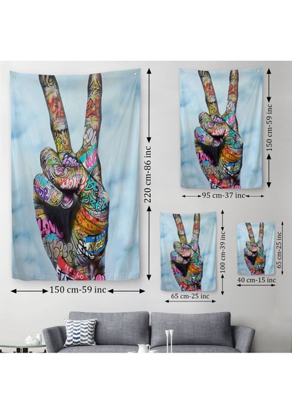 Graffiti Zafer Işareti Bansky Duvar Örtüsü Halısı Graffiti Sokak Sanatı 5308 modelleri