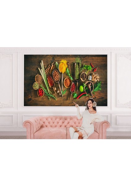 Mutfak Kesme Tahtası Üzerinde Baharatla Duvar KAĞIDI-3586 modelleri