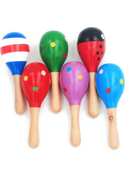 2 Adet Tamamen Ahşap Renkli Marakas Seti Çocuk Oyuncak Çıngırak fırsatları