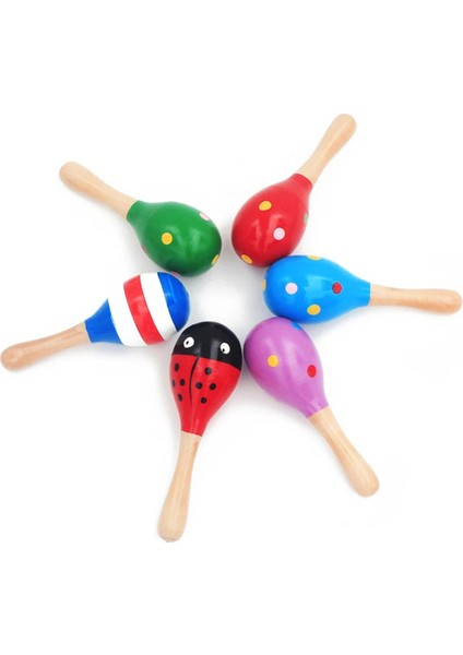 2 Adet Tamamen Ahşap Renkli Marakas Seti Çocuk Oyuncak Çıngırak indirimleri