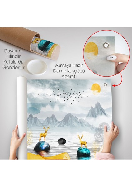 3D Modern Tasarım Altın Geyikler Duvar ÖRTÜSÜ-7196 indirimleri