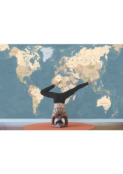 Ingilizce Dünya Haritası Duvar Kağıdı Okyanuslu Eğitici DETAYLI-1040 fırsatları