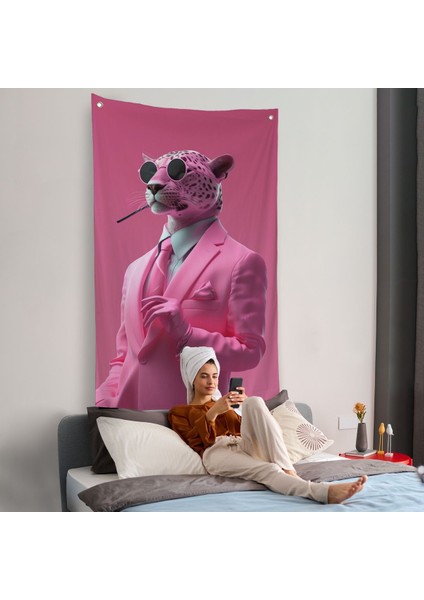 Sigara Içen Pembe Leopar Duvar ÖRTÜSÜ-7859 fiyatları