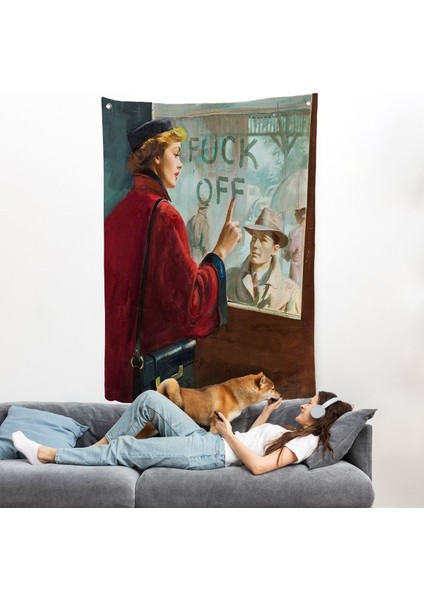 Cama Yazan Kadın Duvar ÖRTÜSÜ-7706